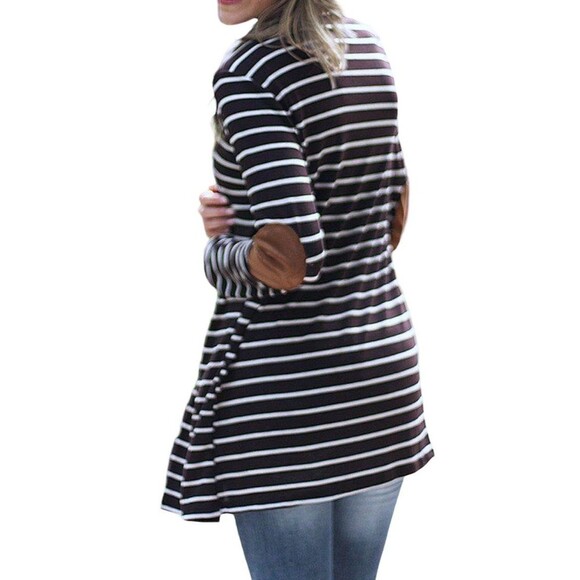MERRY FUN BLACK STRIPED CARDIGAN WITH ELBOW PATCHES Size: SMALL - Picture 2 of 11